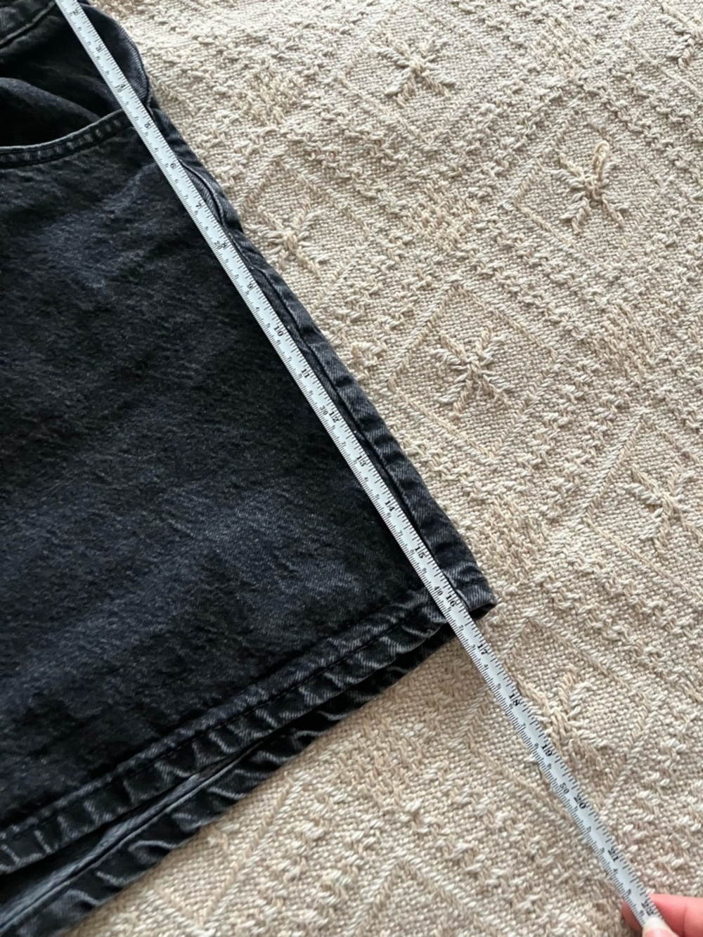 Zara High Waist Denim Shorts Black Washed Size 14 - Picture 6 of 7
